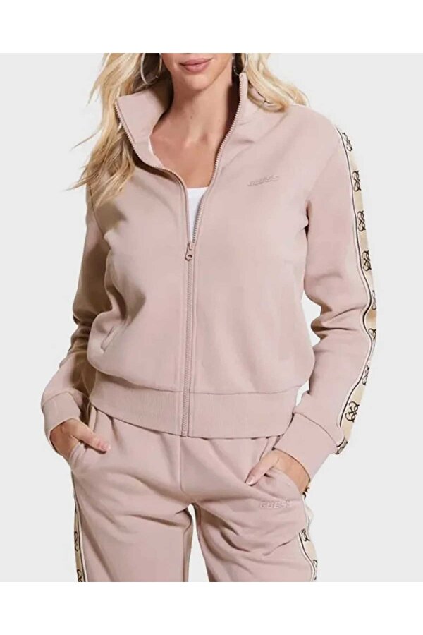 Britney Logo Şeritli Fermuarlı Sweatshirt