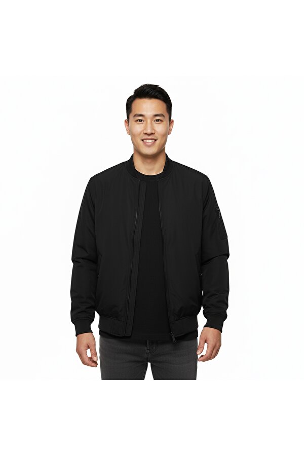 Russel Padded Bomber Erkek Siyah Dik Yaka Ceket
