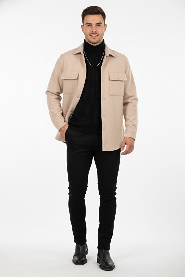 DeepSEA Erkek Krem Premium Kaşe Ceket – Şık, Modern ve Sıcak Tutan Tasarım Ceket Mont 2500559