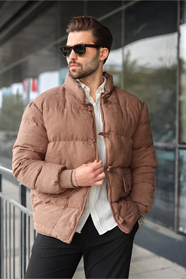 Vizon Düğmeli Dik Yaka Erkek Şişme Mont E7435