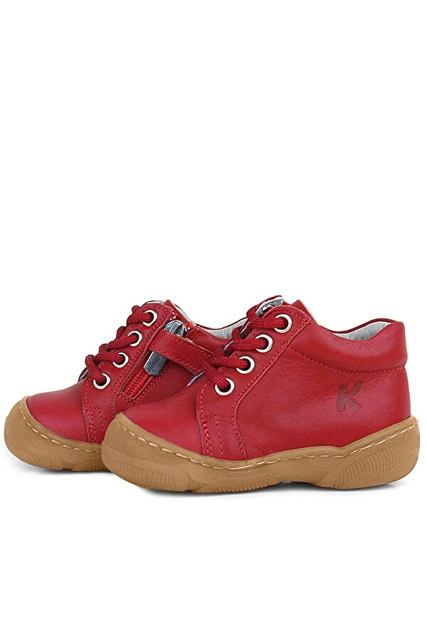 Anatomik Yumuşak Hakiki Deri Fermuarlı Kırmızı Bebek Bot Ayakkabı