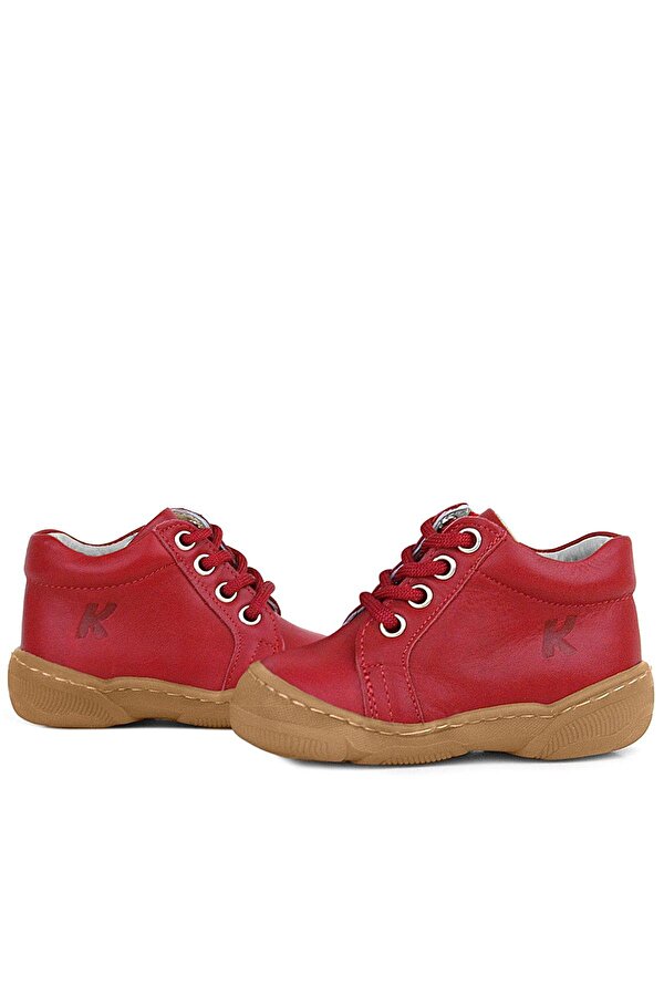 Anatomik Yumuşak Hakiki Deri Fermuarlı Kırmızı Bebek Bot Ayakkabı