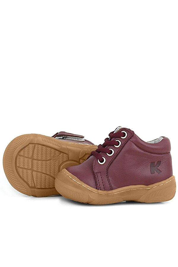 Anatomik Yumuşak Hakiki Deri Fermuarlı Bordo Bebek Bot Ayakkabı