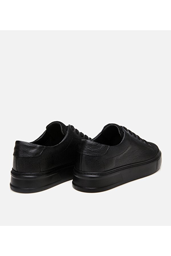 Erkek Deri Siyah Hafif Tabanlı Spor Ayakkabı
