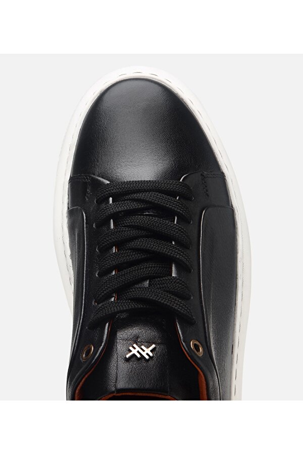 Erkek Deri Siyah Hafif Tabanlı Spor Ayakkabı