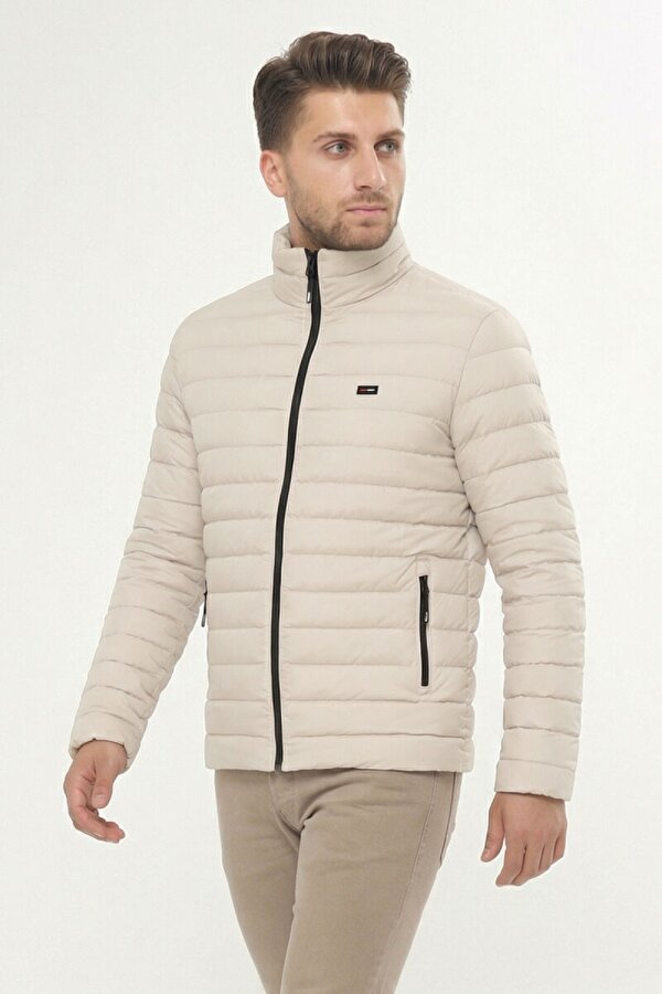 İçi Astarlı Cepli Jel Elyaf Su ve Rüzgar Geçirmez Şişme Kışlık Erkek Mont