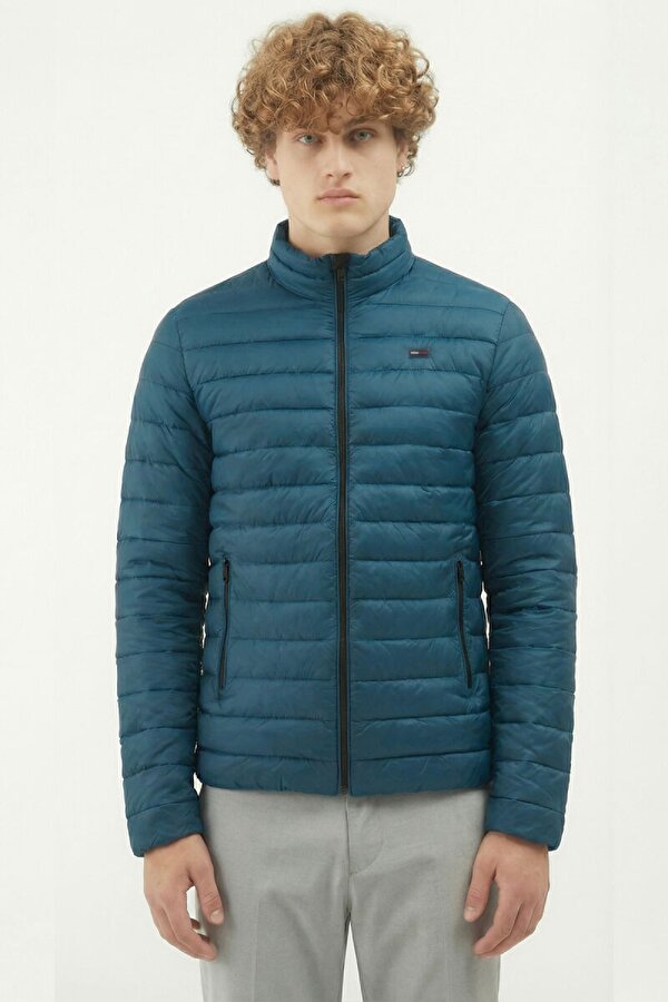 İçi Astarlı Cepli Jel Elyaf Su ve Rüzgar Geçirmez Şişme Kışlık Erkek Mont