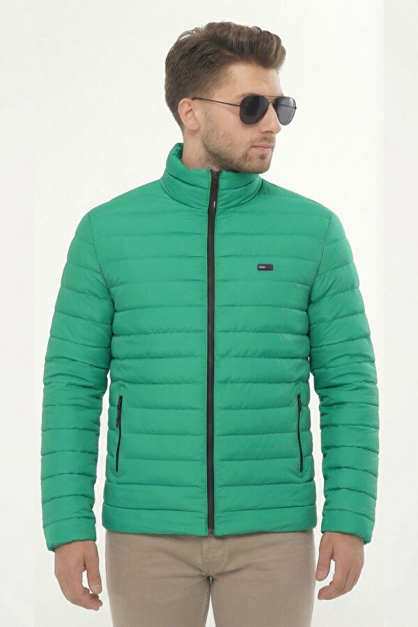 İçi Astarlı Cepli Jel Elyaf Su ve Rüzgar Geçirmez Şişme Kışlık Erkek Mont