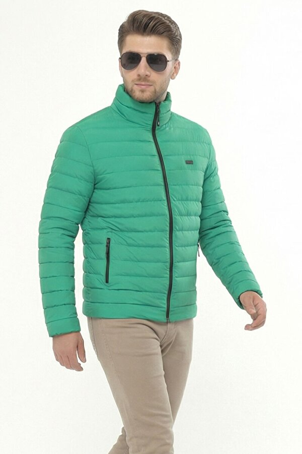 İçi Astarlı Cepli Jel Elyaf Su ve Rüzgar Geçirmez Şişme Kışlık Erkek Mont