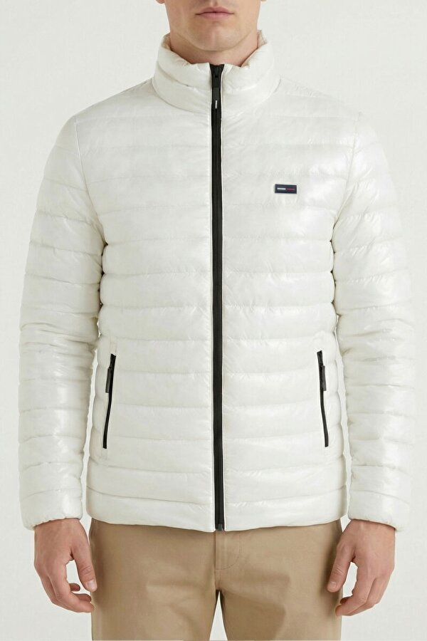 İçi Astarlı Cepli Jel Elyaf Su ve Rüzgar Geçirmez Şişme Kışlık Erkek Mont