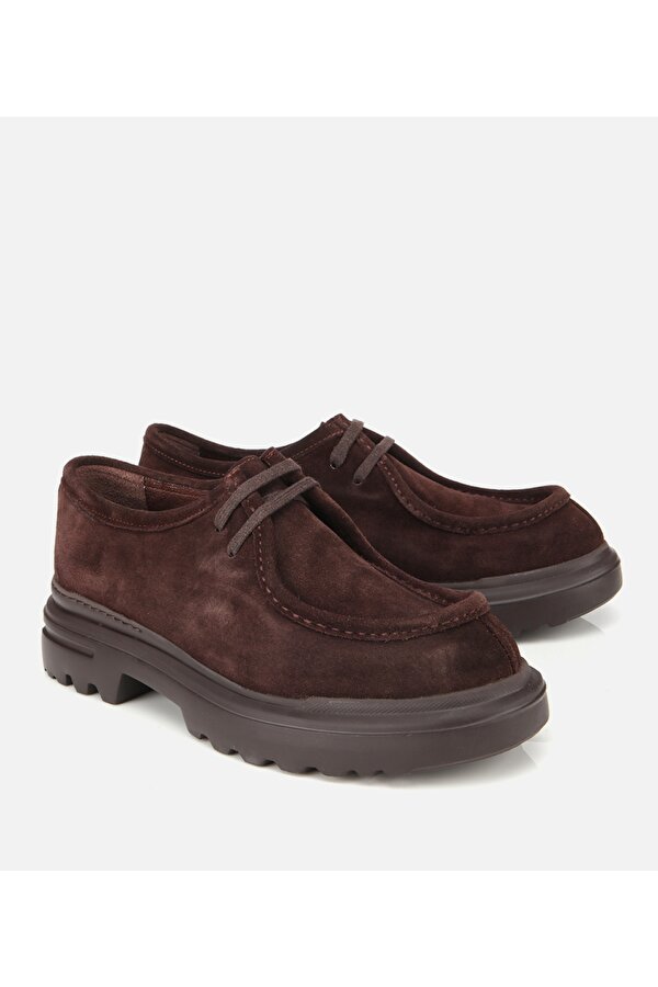 Erkek Süet Deri Kahverengi Yüksek Tabanlı Günlük Ayakkabı