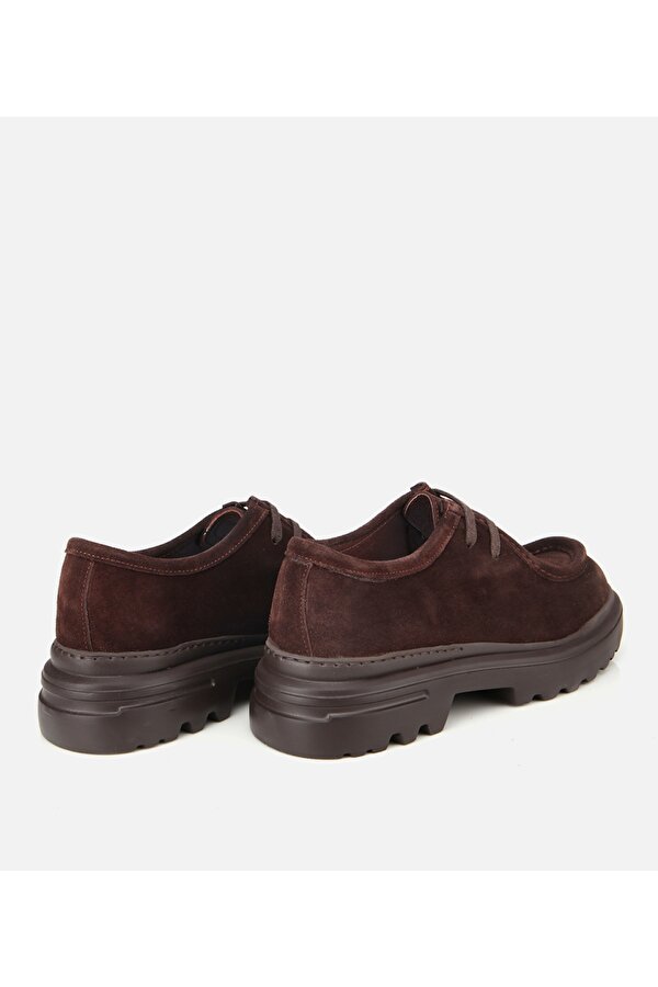 Erkek Süet Deri Kahverengi Yüksek Tabanlı Günlük Ayakkabı