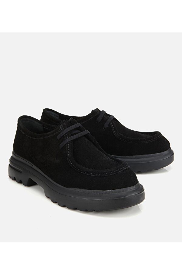 Erkek Süet Deri Siyah Yüksek Tabanlı Günlük Ayakkabı