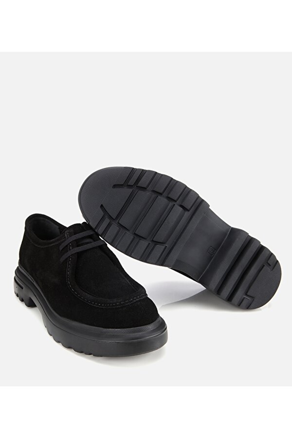 Erkek Süet Deri Siyah Yüksek Tabanlı Günlük Ayakkabı