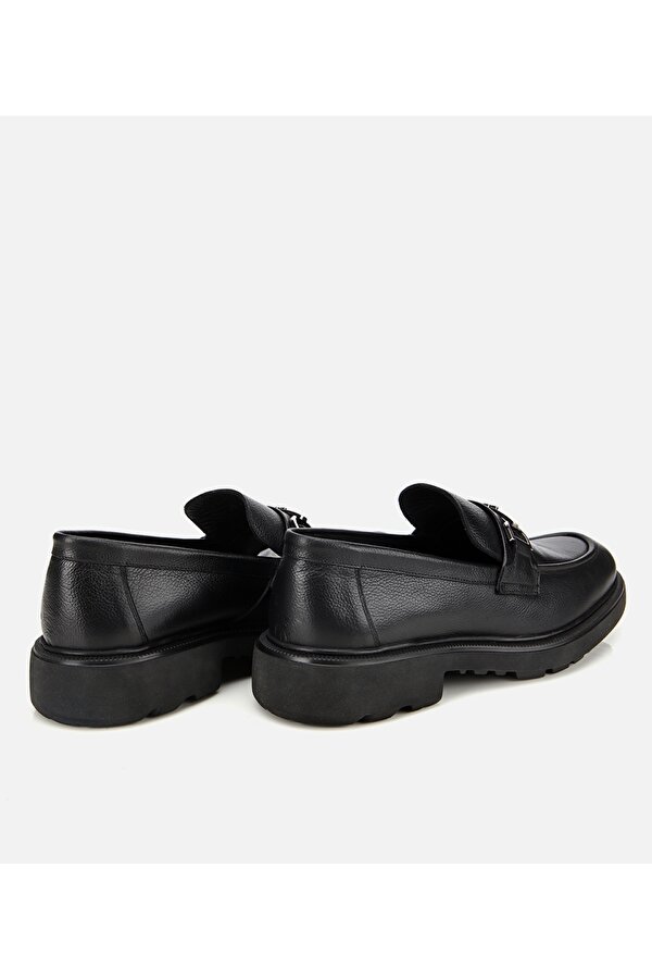 Erkek Deri Siyah Tokalı Günlük Loafer