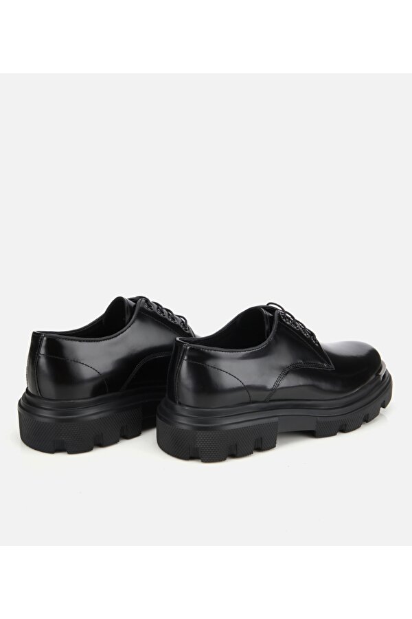 Erkek Açma Deri Siyah Yüksek Tabanlı Günlük Ayakkabı