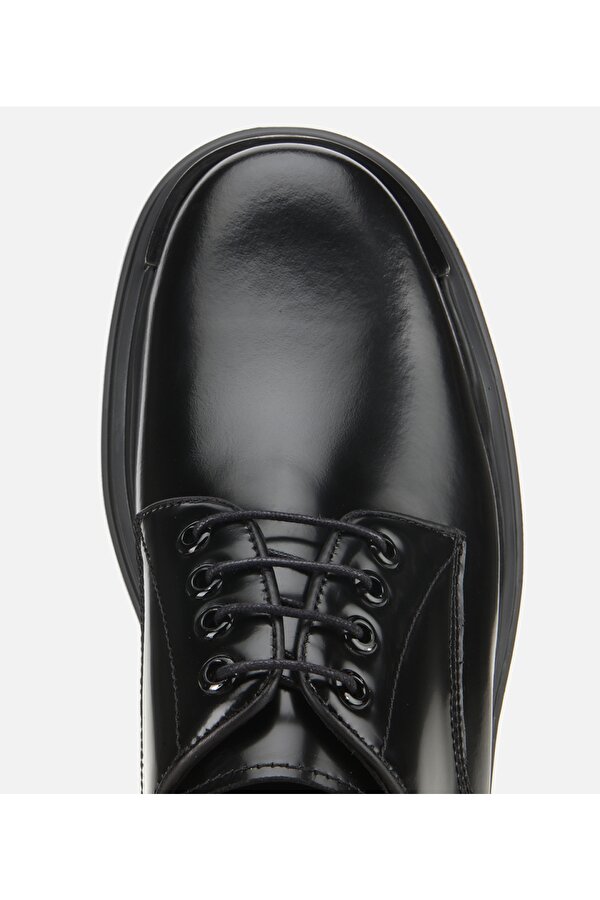 Erkek Açma Deri Siyah Yüksek Tabanlı Günlük Ayakkabı