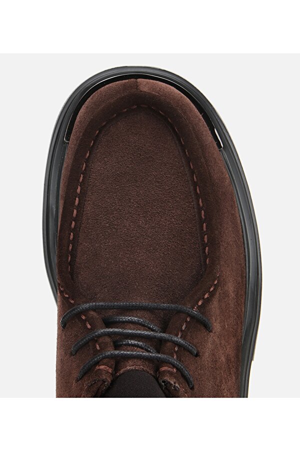 Erkek Süet Deri Kahverengi Yüksek Tabanlı Günlük Ayakkabı