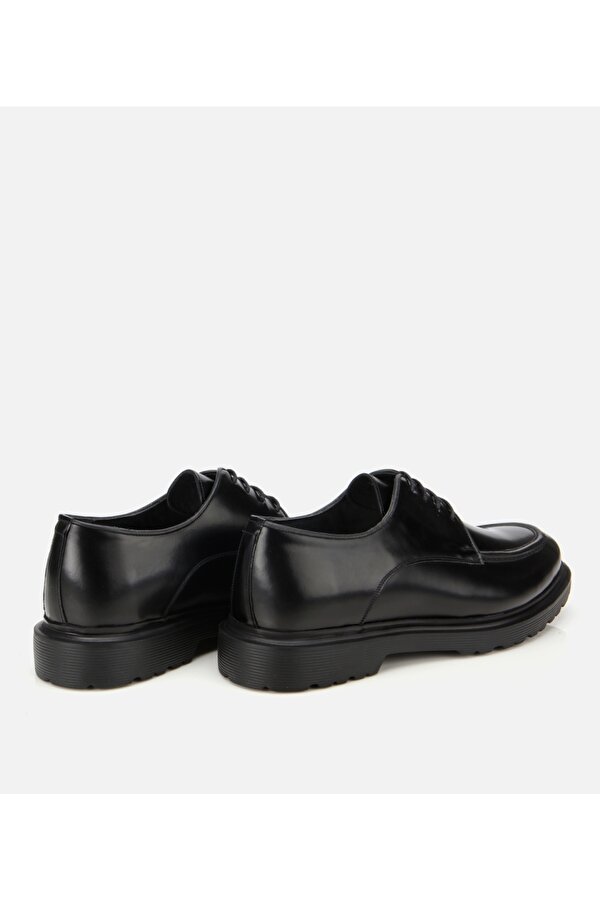 Erkek Açma Deri Siyah Dikiş Detaylı Günlük Ayakkabı