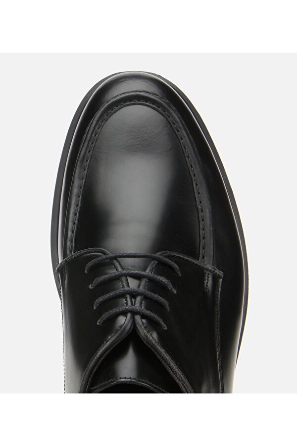 Erkek Açma Deri Siyah Dikiş Detaylı Günlük Ayakkabı