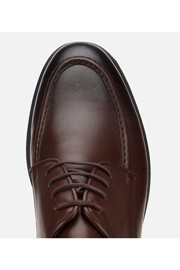 Erkek Deri Kahverengi Dikiş Detaylı Günlük Ayakkabı