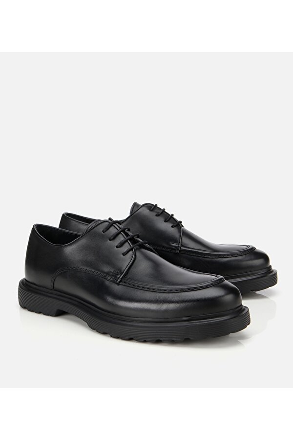 Erkek Deri Siyah Dikiş Detaylı Günlük Ayakkabı