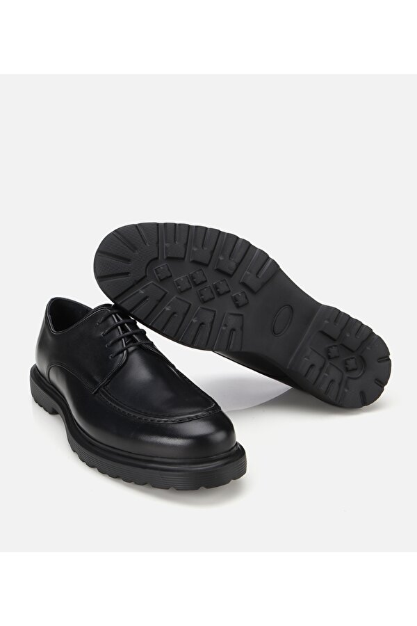 Erkek Deri Siyah Dikiş Detaylı Günlük Ayakkabı