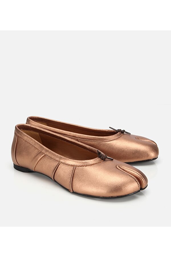 Kadın Deri Bronz Ön Detaylı Babet