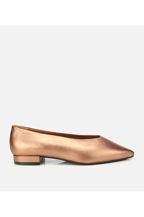 Kadın Deri Bronz Sivri Burunlu Babet