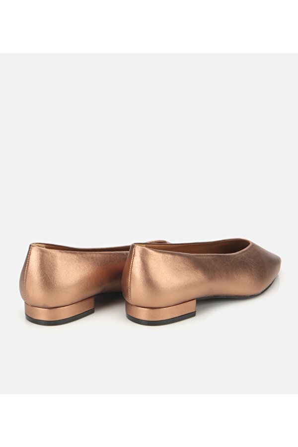 Kadın Deri Bronz Sivri Burunlu Babet