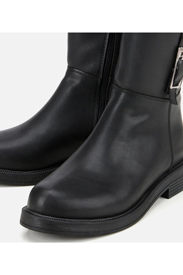 Kadın Siyah Tokalı Düz Çizme