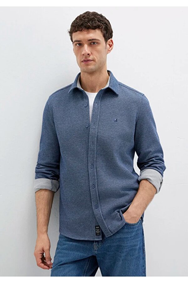 M0211763 M Logo Nakışlı Örme Gömlek Erkek Gömlek