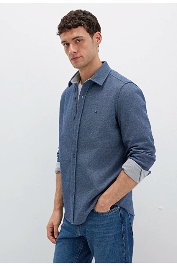 M0211763 M Logo Nakışlı Örme Gömlek Erkek Gömlek