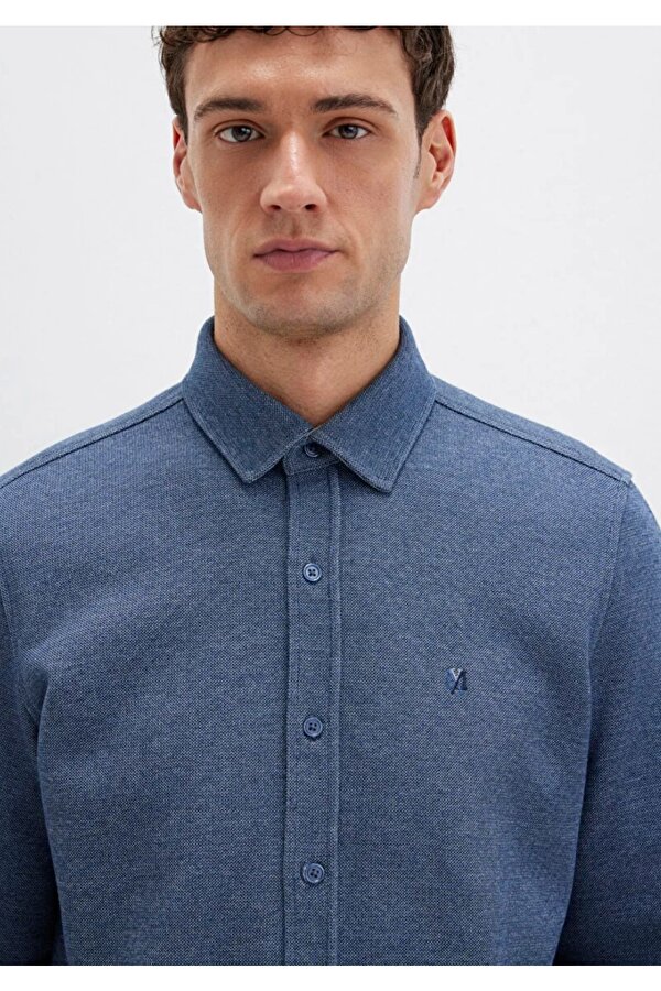 M0211763 M Logo Nakışlı Örme Gömlek Erkek Gömlek