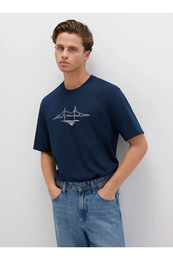 M0611881 İstanbul Nakışlı Tişört Erkek T-Shirt