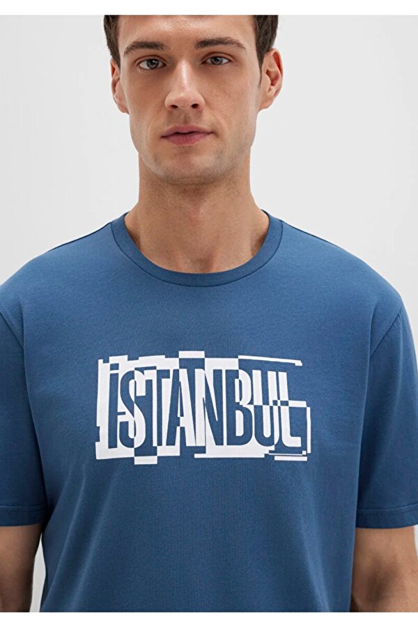 M0611789-90609 İstanbul Baskılı Tişört Erkek T-Shirt