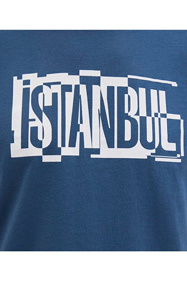 M0611789-90609 İstanbul Baskılı Tişört Erkek T-Shirt