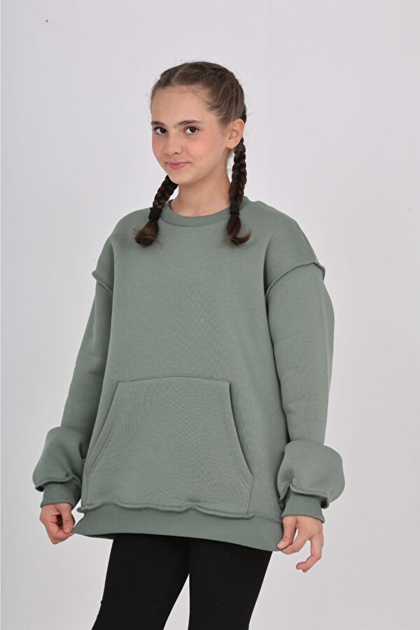 Toontoy Kız Çocuk Arka Eva Nakışlı Sweatshırt