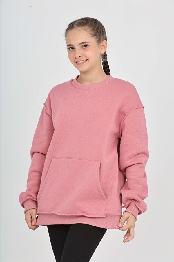 Toontoy Kız Çocuk Arka Eva Nakışlı Sweatshırt