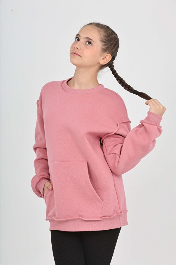 Toontoy Kız Çocuk Arka Eva Nakışlı Sweatshırt