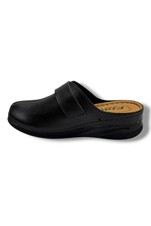 Poli 726-26 Cilt Deri Cırtlı Taşlı Anatomik Sabo Kadın Terlik