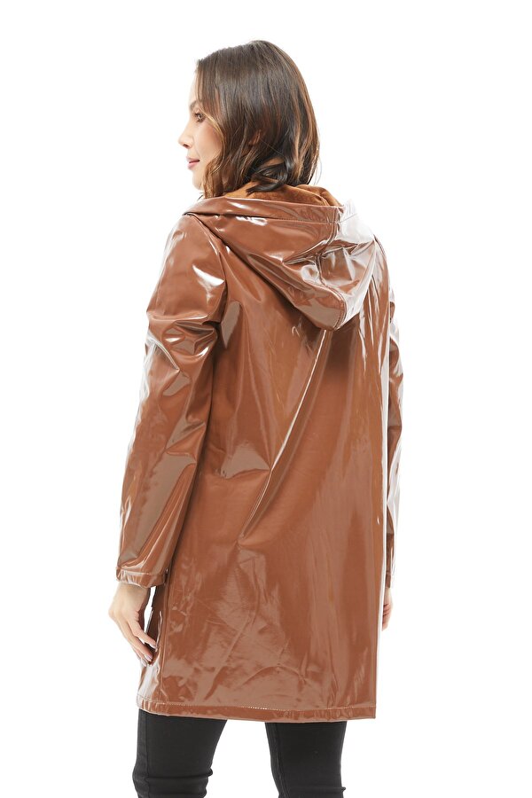 Meyra Kadın Su ve Soğuk Geçirmez Sıcak Astarlı Kapüşonlu Fermuarlı Trençkot Yağmurluk MEYRA-1963