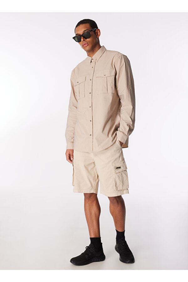 Bej Erkek Basic   Su İtici Gömlek J4SM-GML7222