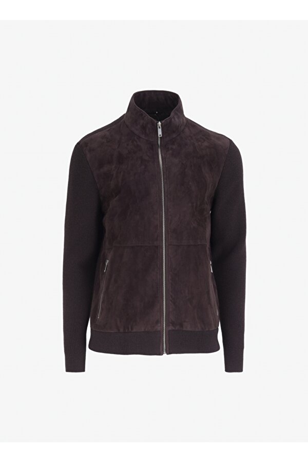 Fermuarlı Yaka Basic Kahve Erkek Deri Mont F4WM-MNT 2735