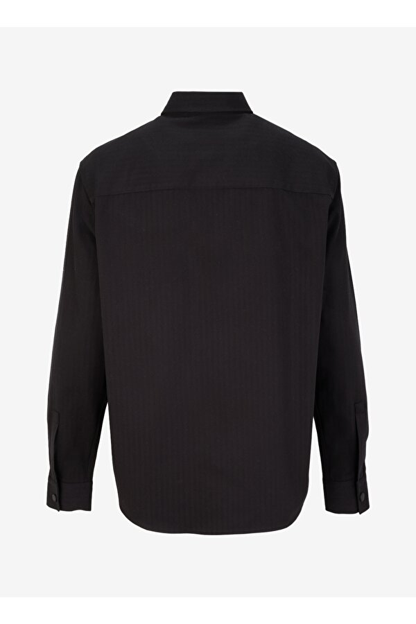 Siyah Erkek Relaxed Düz Gömlek F4WM-GML 2561