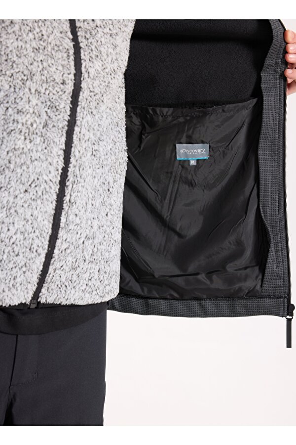 D4WM-MNT3077 Siyah Blok Desenli Erkek Mont