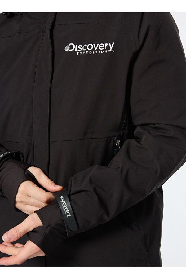 D4WL-MNT3111 Siyah Düz Kadın Mont