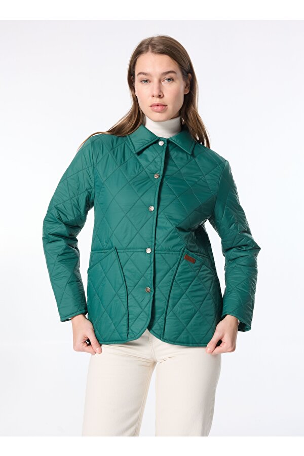 Koyu Yeşil Kadın Relaxed Kapitone Gömlek Ceket J4WL-CKT7080