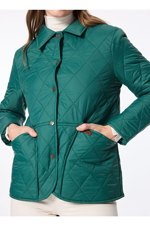 Koyu Yeşil Kadın Relaxed Kapitone Gömlek Ceket J4WL-CKT7080