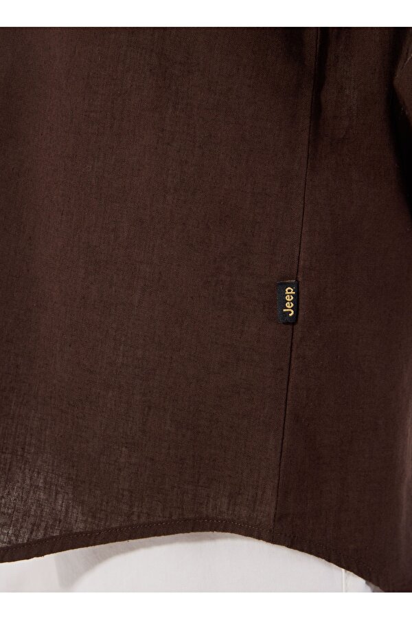 Relaxed Gömlek Yaka Düz Kahve Kadın Gömlek J5SL-GML7153